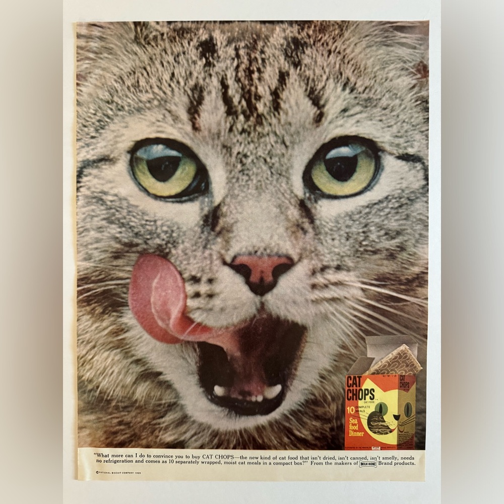5/$20 Cat Chops Vintage ad, Home and Garden Magazine 1965